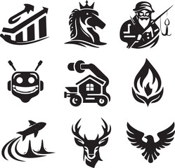 Obraz premium Modern Monochrome Vector Logos Set – 9 Unique Designs