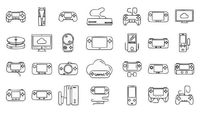 Collection of various electronic devices icons.