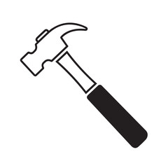 Minimalist hammer icon vector for tools and design projects.
