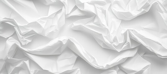 Obraz premium Crumpled White Paper Texture Background With Folds and Creases for Graphic Design and Art Projects
