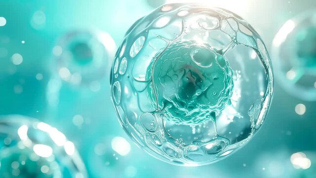 Microscopic Marvels: A close-up view reveals a cluster of vibrant, translucent cells, each encapsulating intricate internal structures, symbolizing the fundamental building blocks of life.