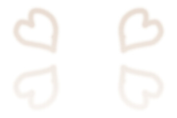 Three white heart shapes with subtle outlines isolated on transparent background