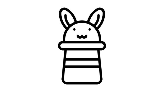 Get a glimpse of our handy line animated icon of bunny hat magic