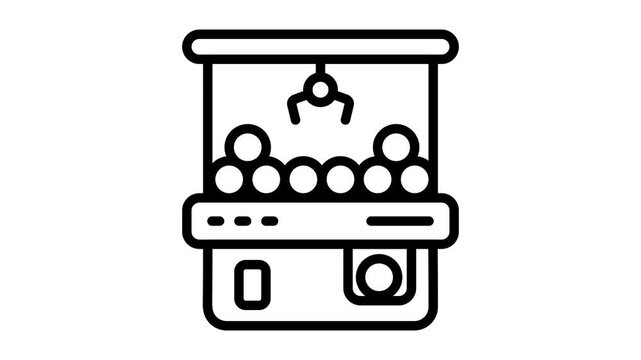 An editable line animated icon showing claw machine game