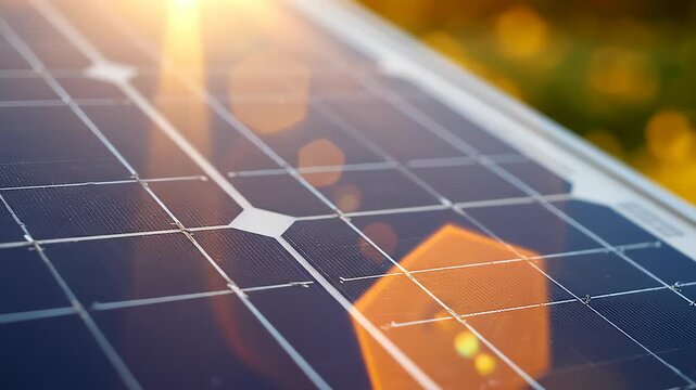 Close Up of a Solar Panel Absorbing Sunlight for Energy Production