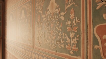 Mughal wedding invitation floral motifs, royal arches, peacocks, and traditional palace architecture