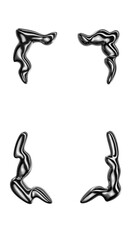 Y2K Melted chrome metal frame isolated 3D Rendering. Futuristic liquid metallic fluid border for stories