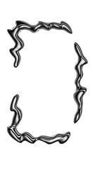 Y2K Melted chrome metal frame isolated 3D Rendering. Futuristic liquid metallic fluid border for stories