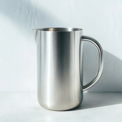 Stainless steel jug with modern design and minimalist aesthetic