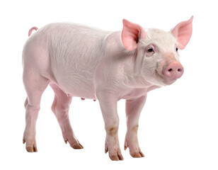 Young domestic pig standing, looking at camera
