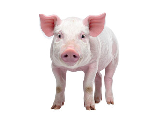 Young domestic pig standing, looking at camera