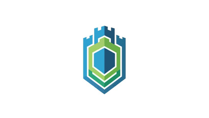 Naklejka premium Blue and green shield logo symbol.