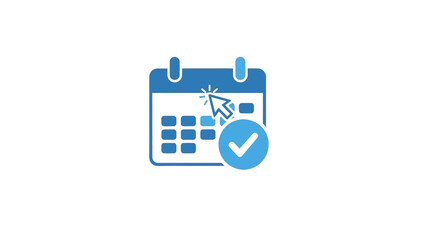 Fototapeta premium Blue calendar icon with checkmark.
