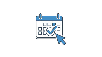 Fototapeta premium Blue Calendar Icon with Checkmark.