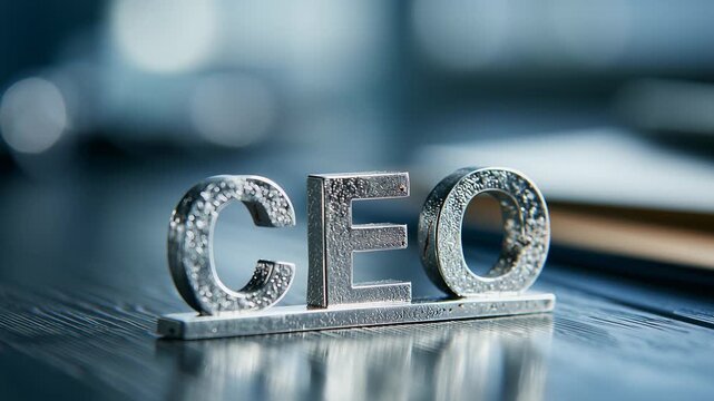 The importance of leadership shines through in a sleek office setting. A striking silver CEO figure stands prominently, reflecting ambition and vision for the future.