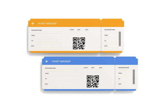 Boarding Pass Ticket Mockup Set Template