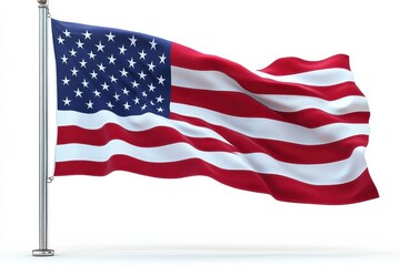 Obraz premium Graphic design of an American flag with minimalism on a white background in high resolution