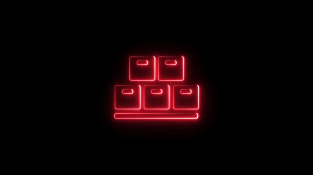 Abstract glowing neon stock icon animation with dark background.Futuristic glowing neon stock icon icon with smooth animated.