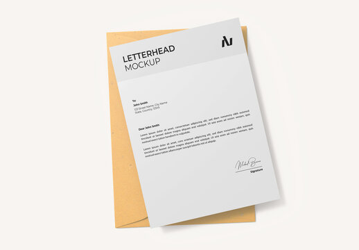 Minimal Letterhead Mockup with Envelope