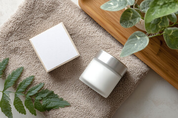 photograph arranging bottles of luxurious skin cream.