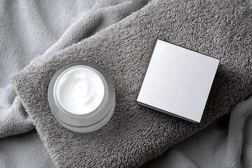 photograph arranging bottles of luxurious skin cream.