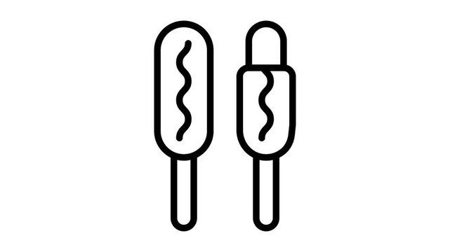 Creatively designed line style animated icon of cheesy corn dogs