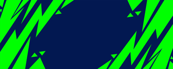 ​Abstract Blue and Green Racing Graphic Background. Dynamic Geometric Speed Pattern. Modern E-sports Gaming Backdrop with Sharp Jagged Shapes for Automotive Wrap, YouTube Banners, and Social Media. © Hanofa Febriyanti