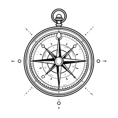Compass Navigation Tool with Star Design Isolated on White