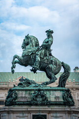Fototapeta premium Detailed photos of man on horseback statue in vienna Austria outside the hofburg imperial palace