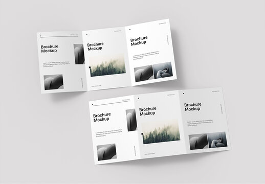 Tri-Fold Brochure Mockup Set PSD