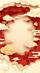 縁起の良い赤い雲が美しく浮かび上がる、素晴らしい背景素材