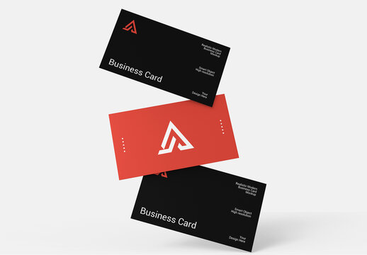 Floating Business Card Mockup PSD