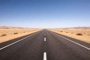 Empty Desert Highway Stretching to the Horizon