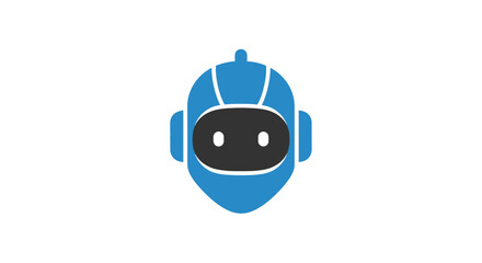 Obraz premium Blue robot head with black screen.