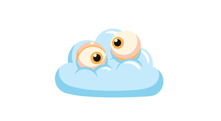 Obraz premium Cartoon eyes peeking from blue cloud.