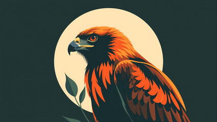 Majestic Eagle Profile Portrait on Golden Sun Background