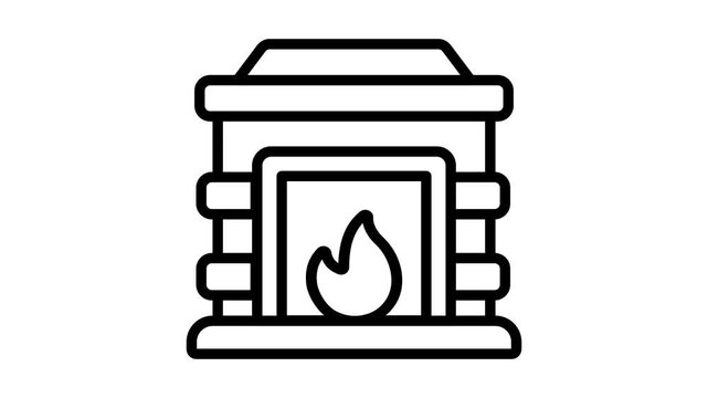 A well-crafted outline animated icon of cozy fireplace