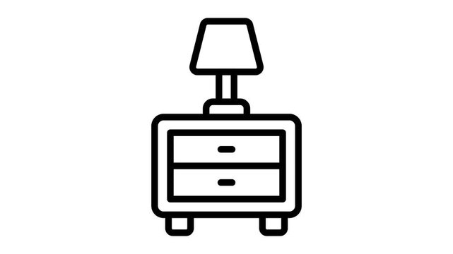A customizable outline animated icon of bedside nightstand