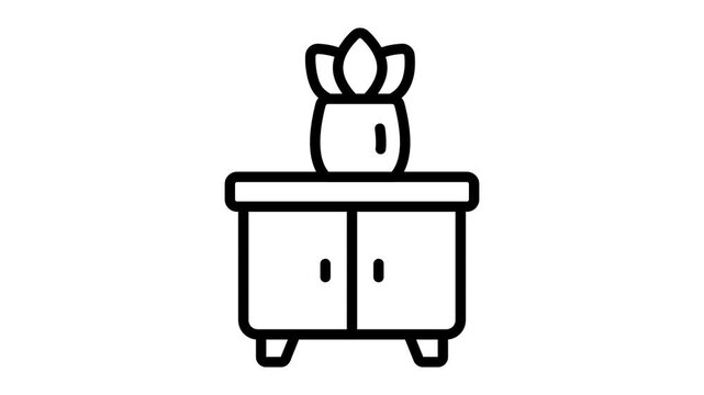 A visually engaging outline animated icon of decor table