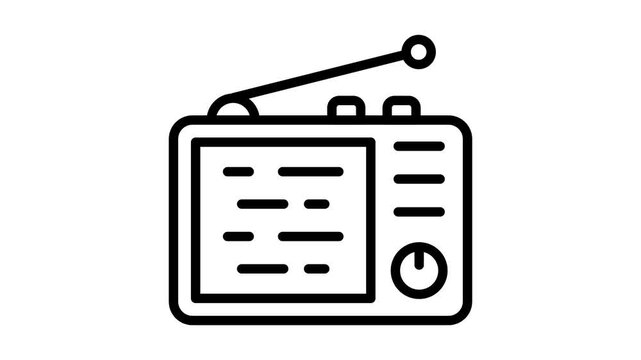 A nostalgic linear animated icon of vintage home radio