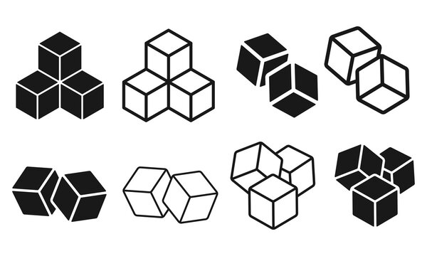 Sugar Cubes Icon Signs Vector Design. Ice Dice Symbol.