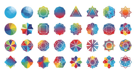 Collection of Colorful Geometric Abstract Shapes and Forms.