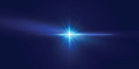 Naklejka premium Blue horizontal lens flare light effect.