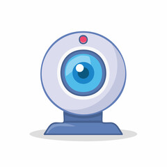 Webcam Illustration: Round Computer Camera with Eye Lens Design for Videoconferencing