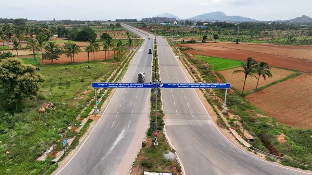 Drone Aerial of Devanahalli Industrial Corridor, Near Bangalore Airport &ndash; Aerial View