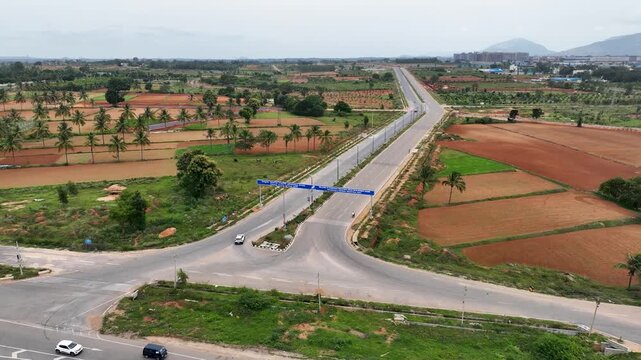 Drone Aerial of Devanahalli Industrial Corridor, Near Bangalore Airport &ndash; Aerial View