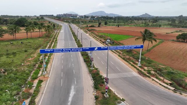 Drone Aerial of Devanahalli Industrial Corridor, Near Bangalore Airport &ndash; Aerial View