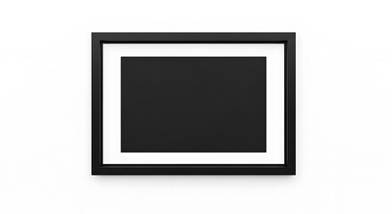 A black and white picture frame on a white background isolated on white background
