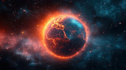 Obraz premium Global Digital Network - Connecting the World world global network technology communication data map