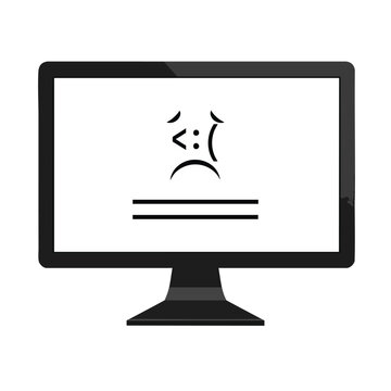 Computer Screen with Sad Emoticon and Error Message